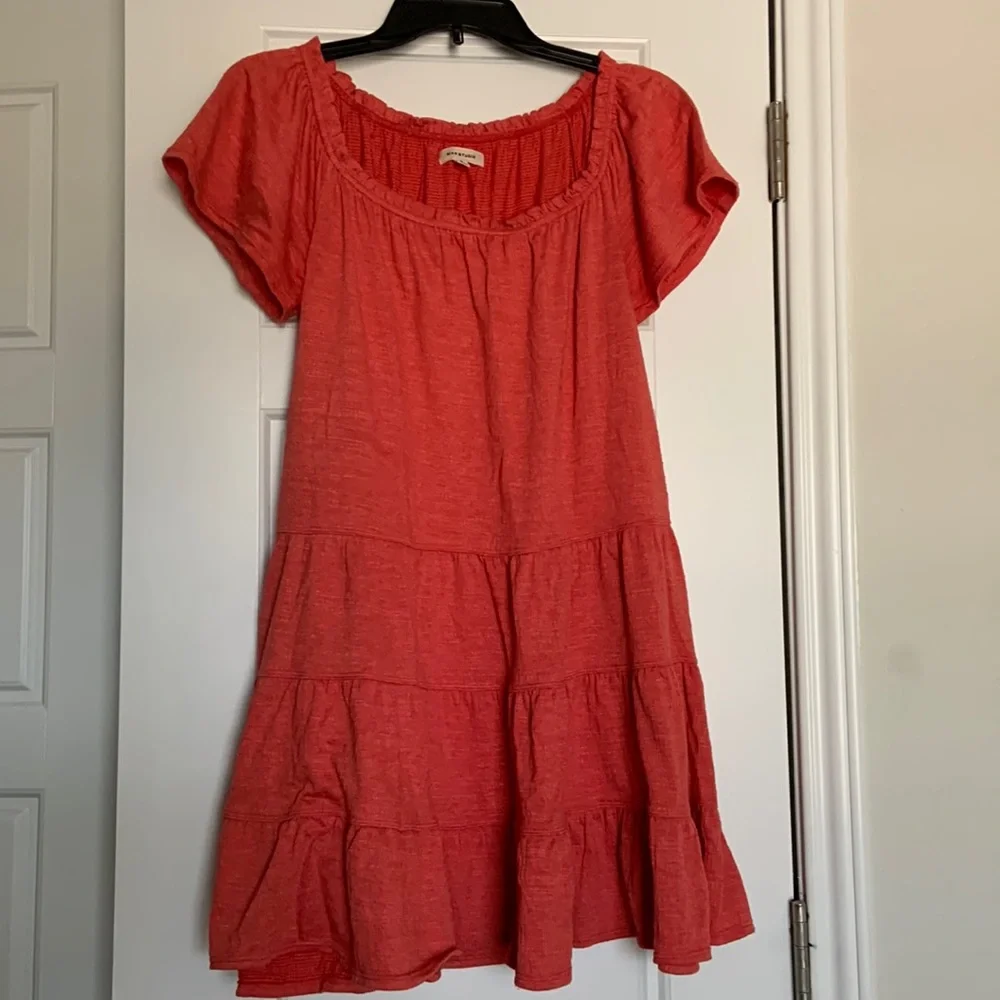 Mac Studio Coral Short Sleeve Loose Fitting Flare Dress Size Small - Picture 1 of 3